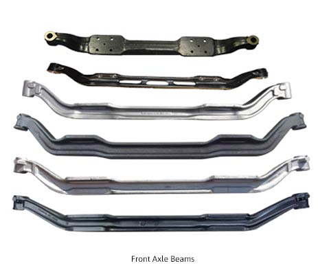 Front axle beams, manufactured by Bharat Forge, one of the leading auto parts manufacturers in India.