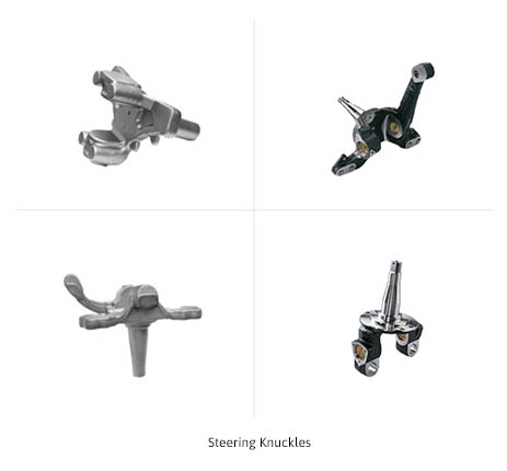 Bharat Forge, one of the largest auto component manufacturers in India, manufactures steering knuckles.